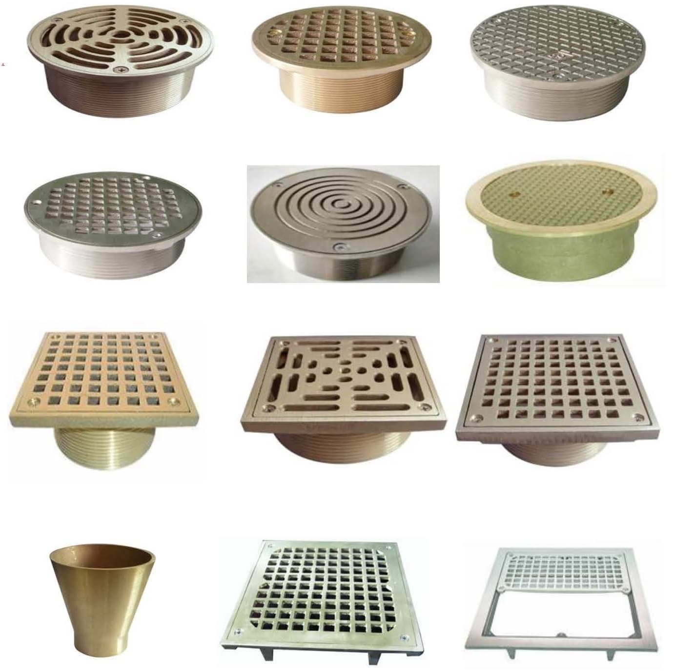 Round and Square Bronze Nickel Bronze Strainer for Drains